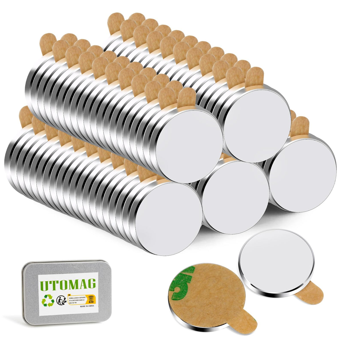 Magneți neodim autoadezivi 10x1 mm, set 100 bucăți