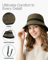 Bucket Hat UPF50+ Angler Linen Style Sun Hat for Large Head – L/XL/XXL
