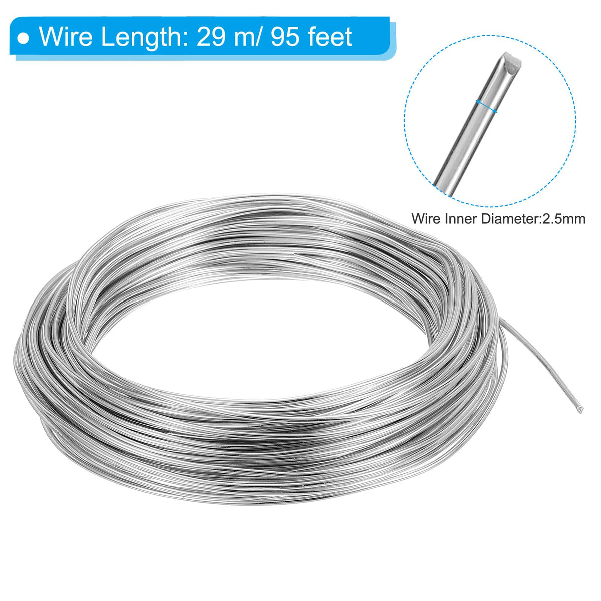 Bonsai Training Wire 2.5mm Anodised Aluminium Floral Craft Wire 29m Roll – Silver