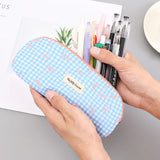 Quilted Bow Pencil Case Wide Opening Portable Pouch for School Office Cosmetics – Assorted
