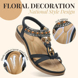 Women's Rhinestone Flat Sandals Bohemian Elastic Ankle Flip Flops – One Pair