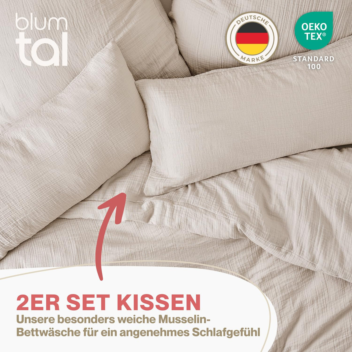 Muslin Pillowcases Set of 2 40x80 cm – Grey