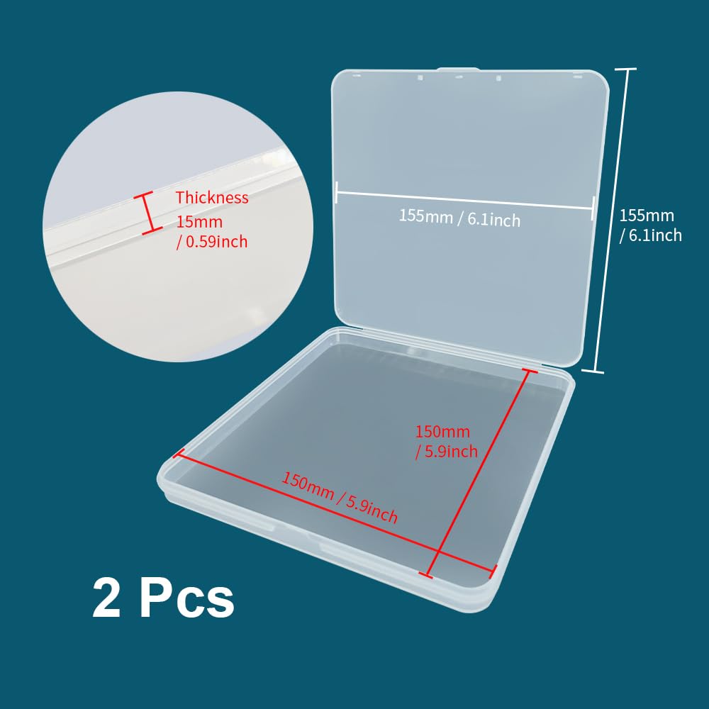 Cutii organizatoare dreptunghiulare din plastic transparent pentru mărgele 15.5x15.5 cm, set 4 bucăți