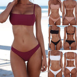 Costum de baie două piese meioro push-up cu slip tanga talie joasă – Mov L