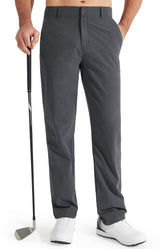 Pantaloni de golf bărbați Slim Fit elastici și lejeri cu buzunare – Gri Fier 34W/32L