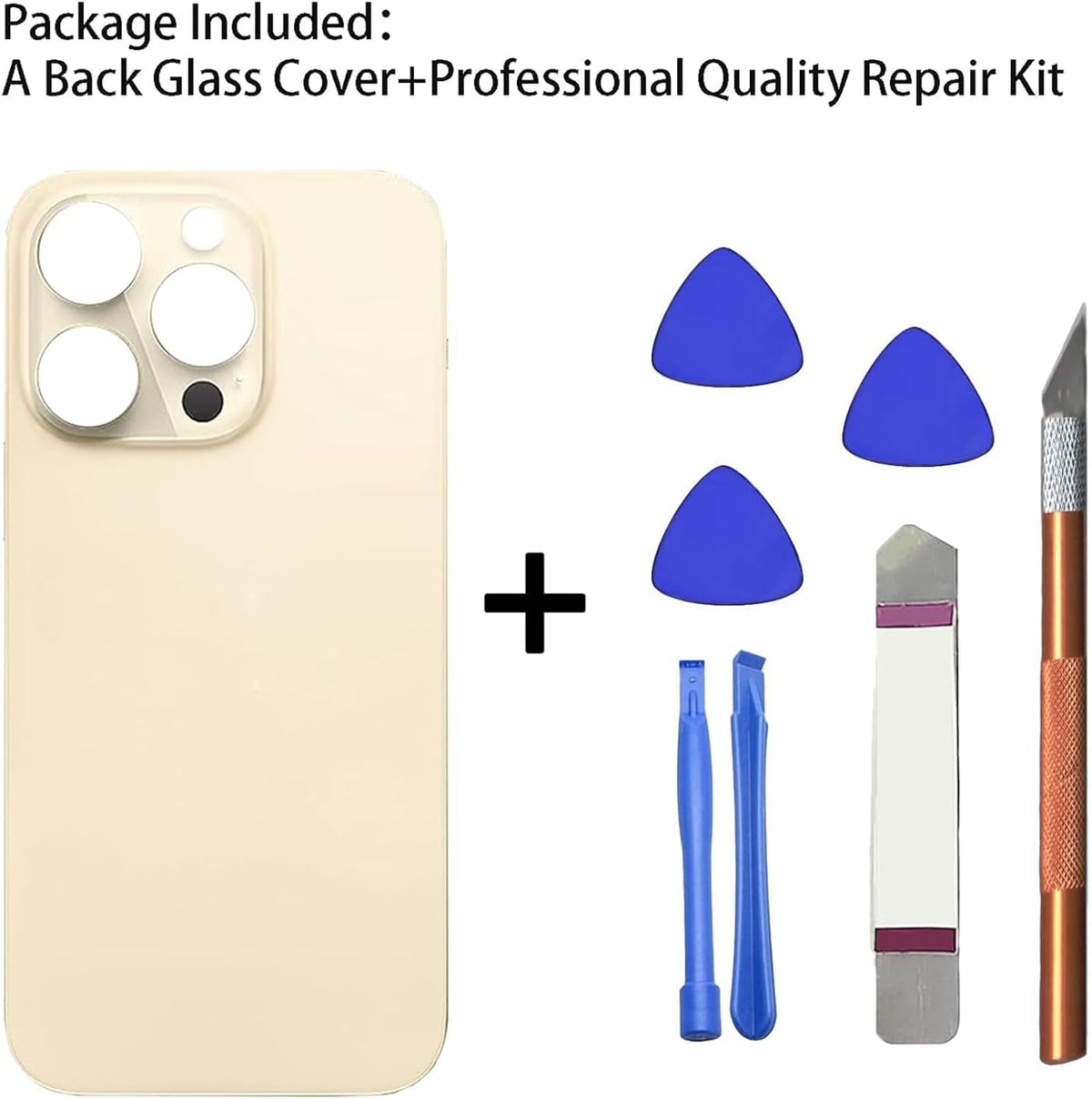 iPhone 14 Pro Replacement Glass Back Cover 6.1in with Repair Tool Set – Gold