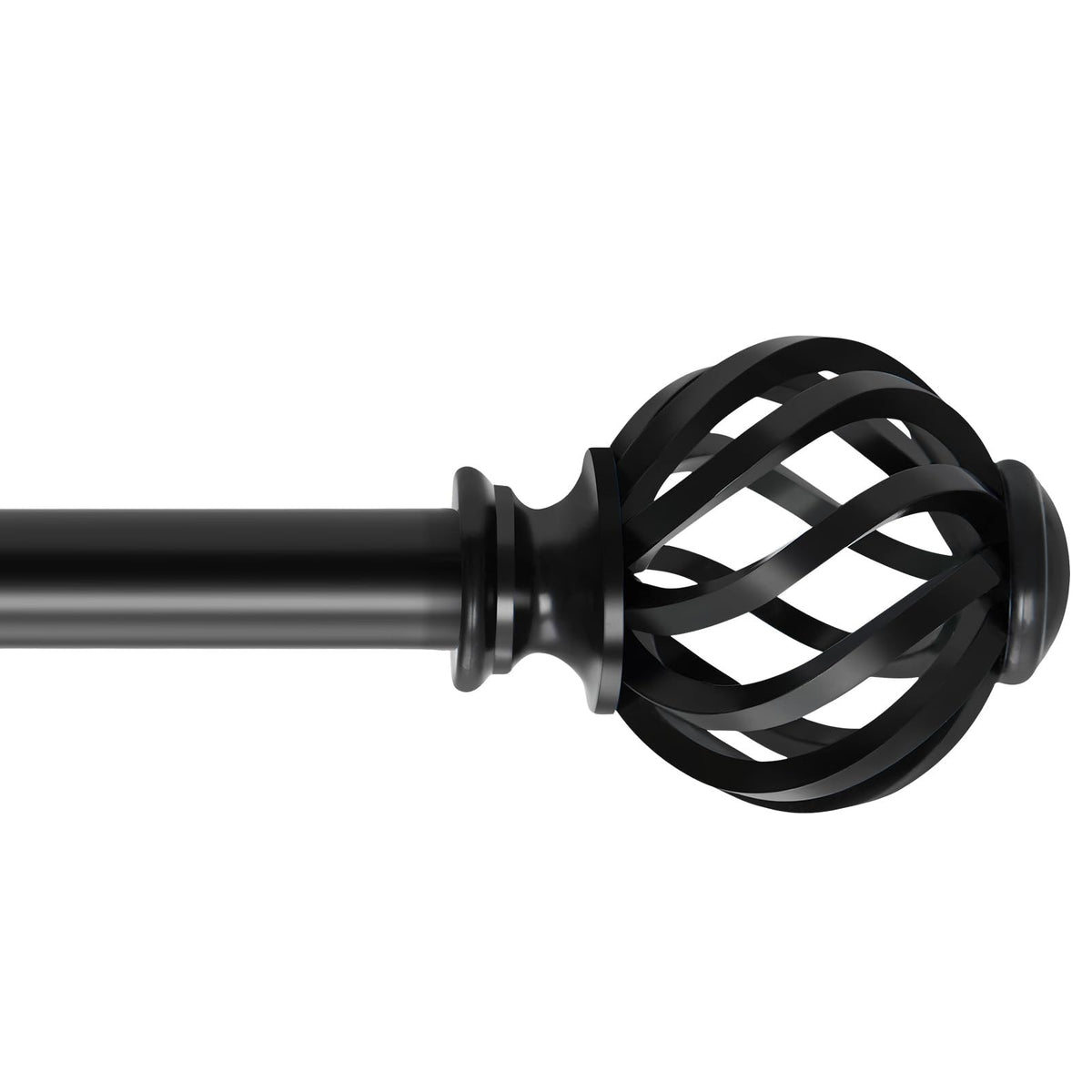 Galerie bară reglabilă pentru perdele 70–155 cm diametru 16 mm cu console și capete – Negru