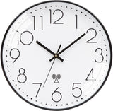 VIVILINEN radio-controlled clock, silent wall clock without ticking noise, modern radio-controlled wall clock, silent wall clock, non-ticking hanging clock for living room, bedroom, office, kitchen, 30 x 30 cm / 12 inches (black and white-2)