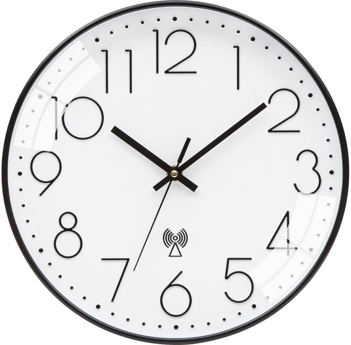 VIVILINEN radio-controlled clock, silent wall clock without ticking noise, modern radio-controlled wall clock, silent wall clock, non-ticking hanging clock for living room, bedroom, office, kitchen, 30 x 30 cm / 12 inches (black and white-2)
