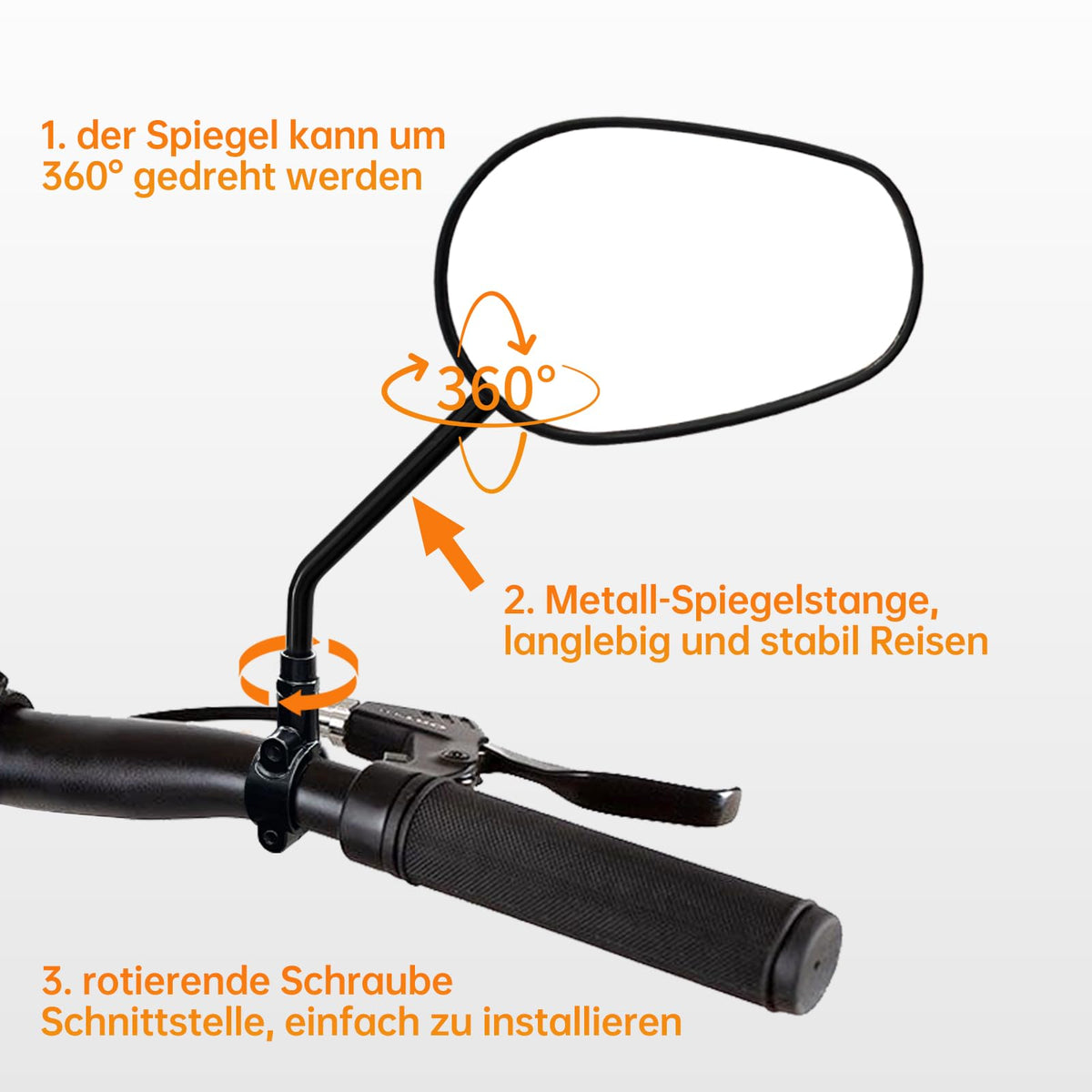 Bicycle Rearview Mirrors HD Real Glass Extra Large – 22-25mm 2-pack