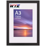 wyewye A3 Solid Wood Picture Frame 29.7x42cm, A3 Black Wooden Frames with Stand Suitable for A3/A4 Print Illustration Poster, with Plexiglass Window for Wall Mounting