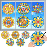 Kit pictură cu diamante mandala stickere de geam prismă curcubeu, set 4 bucăți