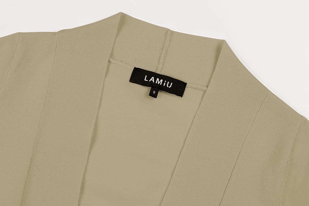 Cardigan bolero scurt damă decolteu în V cu mânecă lungă – Camel XL