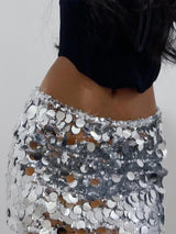 Women's Sequin Pencil Skirt Figure-Hugging Party Club Skirt – Glitter L