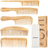 Bamboo Hair Comb Set Wide & Fine Teeth Anti-Static Heat-Resistant – Natural