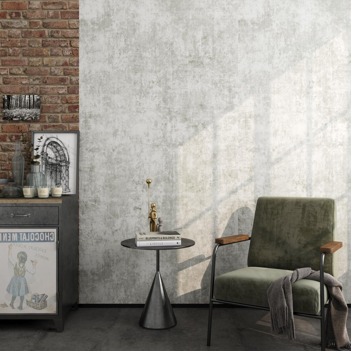 White Cement Vinyl Wallpaper 40cm x 7m Thick Light Grey Peel & Stick – Light Grey 40x7m