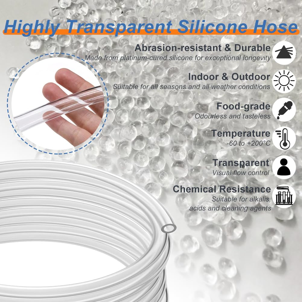 Furtun flexibil din silicon alimentar 8x10 mm lungime 12m – Transparent