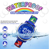 Children's Digital Watch Waterproof with Alarm & Stopwatch – Dinosaur Dark Blue