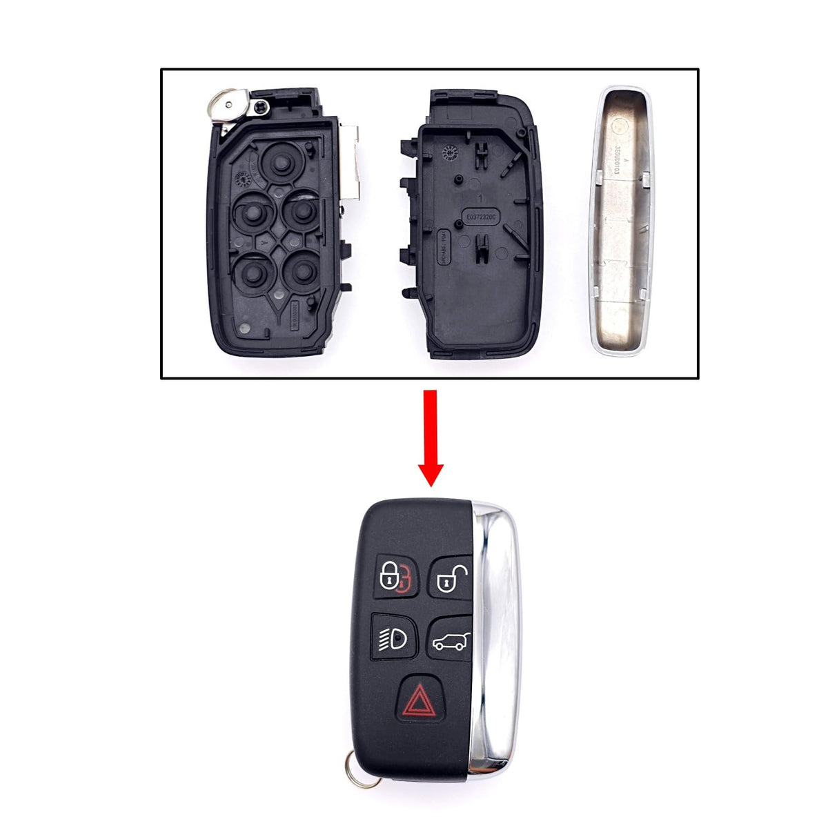 5-Button Replacement Key Case for Land Rover & Jaguar Fits Evoque/Discovery/Freelander – Compatible