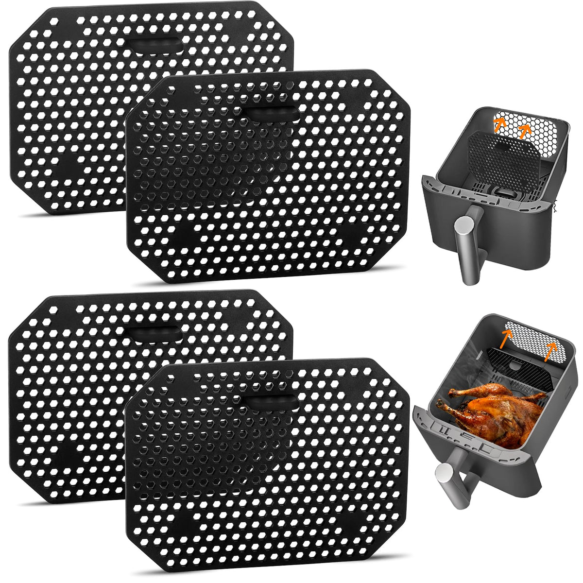 Protecție antistropire din silicon pentru friteuză cu aer cald Ninja SL400/SL300, set 4 buc