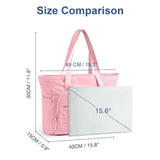 Women's Puffy Tote Bag Zipped Shoulder Laptop Yoga Sports Handbag – Pink