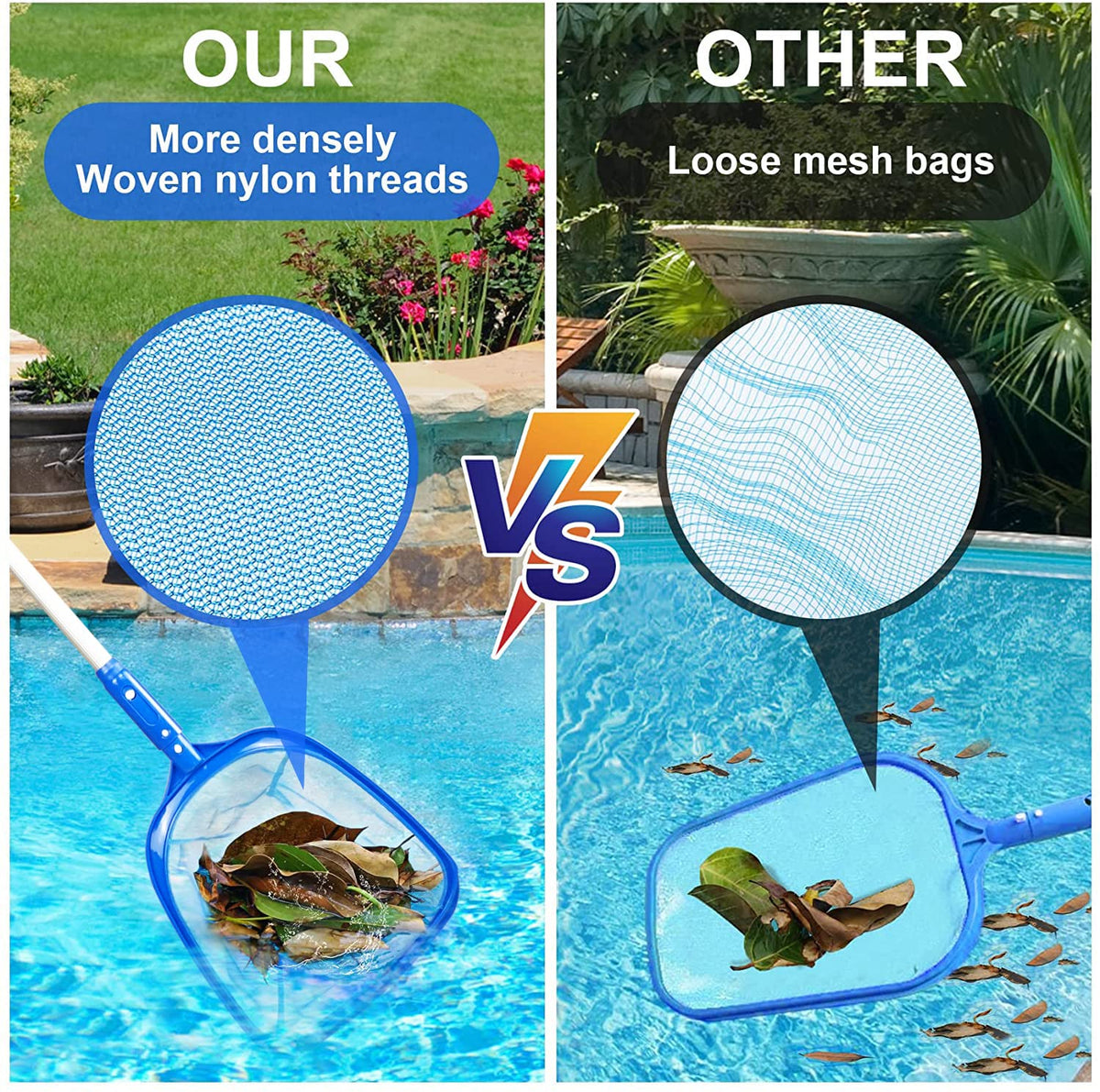 Pool net with telescopic pole | Pool cleaning pool cleaning set leaf net fine mesh pool net | Pool cleaner with telescopic pole for cleaning swimming pool whirlpool spa fountain
