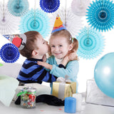 Paper Fan Garland 13-piece Hanging Party Decoration - Blue & White