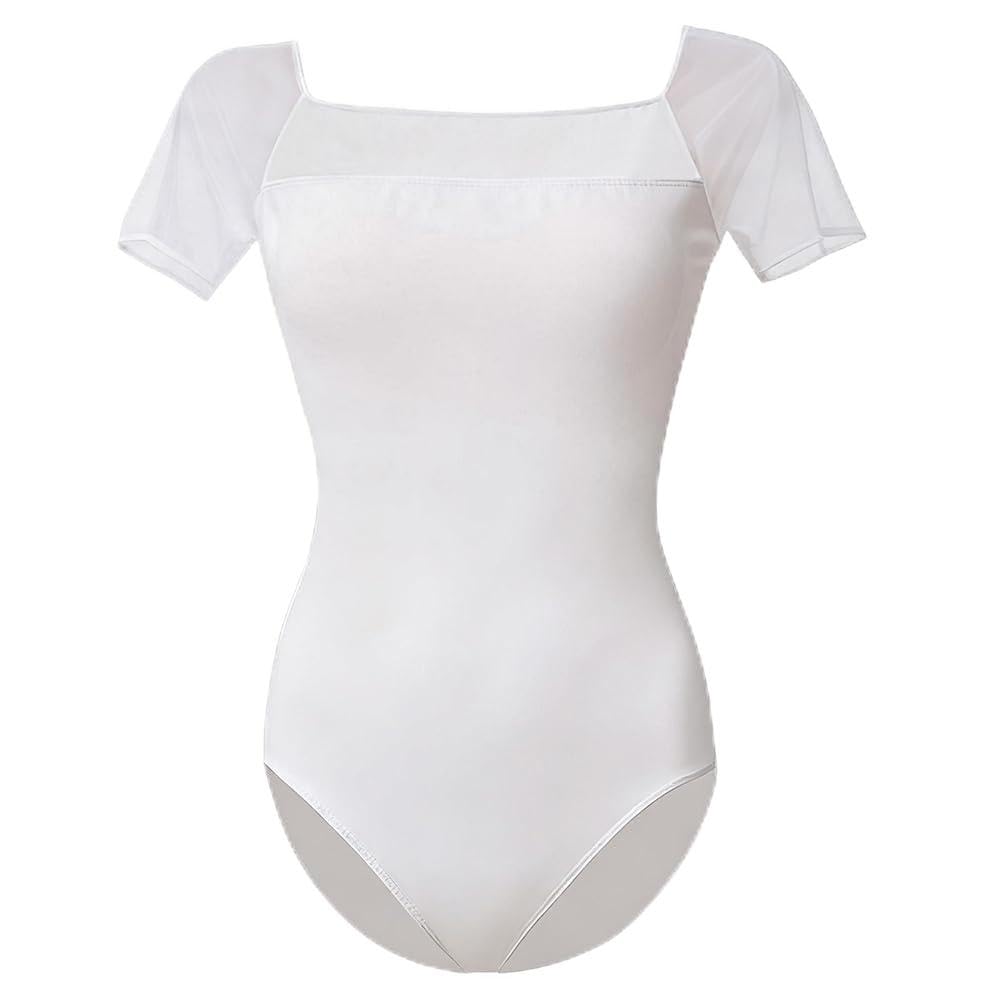 Body de dans și balet damă din nailon cu plasă și bustieră integrată