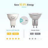 GY GU10 LED warm white lamp 4.9W 780 lumen 3000K warm white light bulbs, replaces 80W halogen lamp, beam angle 120° light source, not dimmable energy saving lamp, pack of 2 (energy efficiency class B)