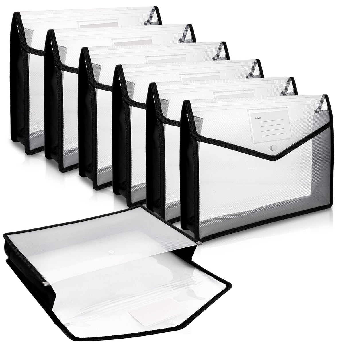 A4 Plastic Document Folders Snap Button 8-Pack – Black