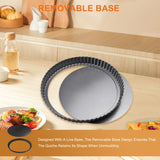 Quiche Pan 20cm Removable Base Non-stick Tart Baking Pan – Black