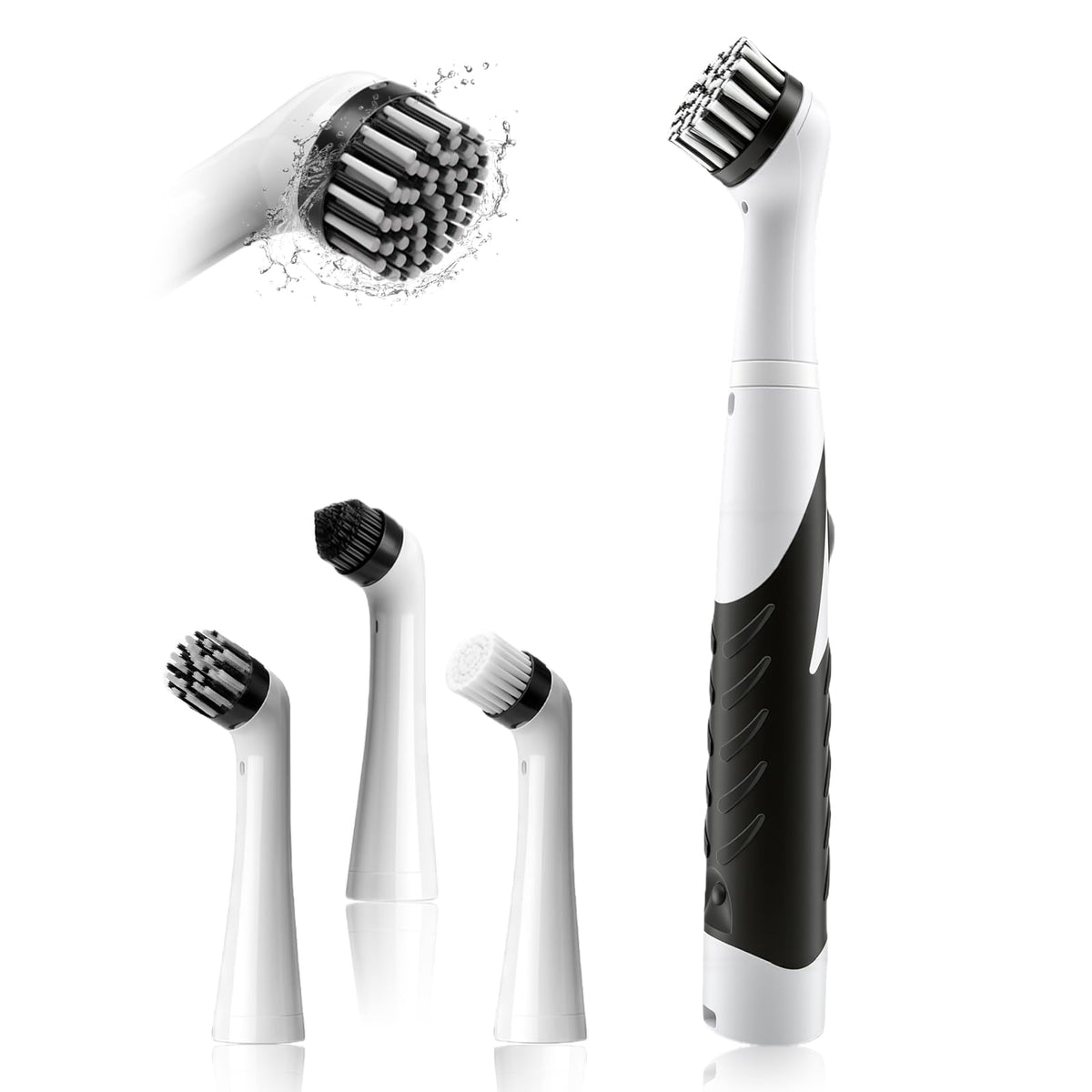 Electric Cleaning Brush 4 Brushes + Handle Battery Operated (4x AA) – Portable