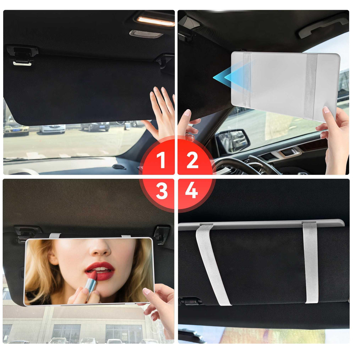 Oglindă cosmetică pentru parasolar auto – Alb