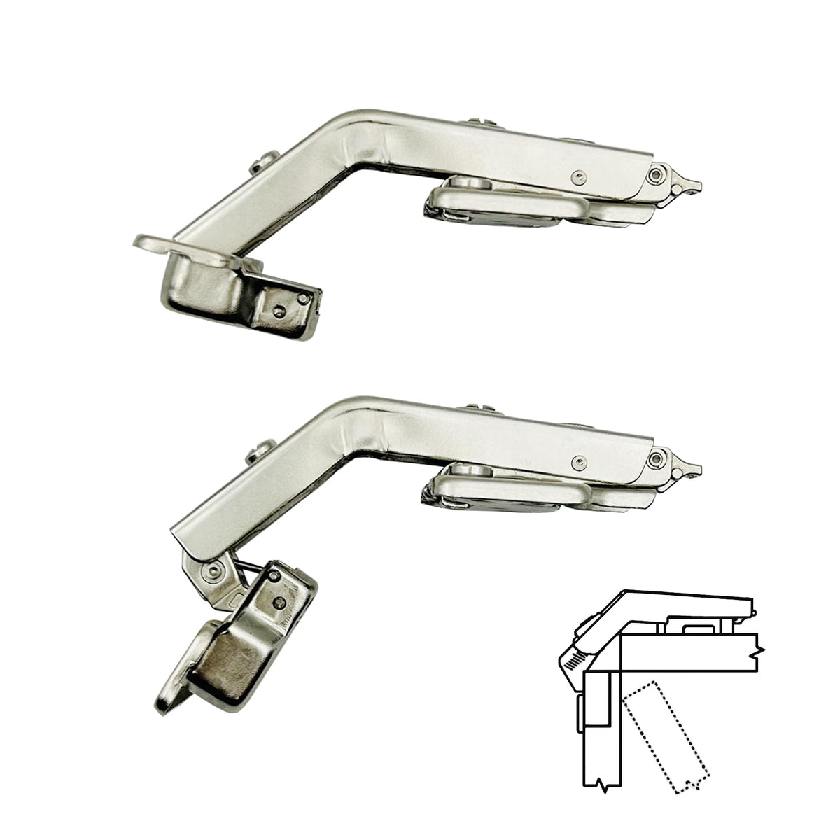 LOOTICH 135 Degree Clip-on Angle Hinge with Screws – 35 mm, 2 Pieces