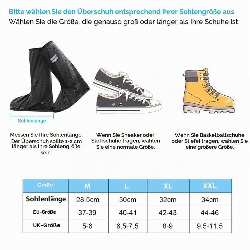 Waterproof Reflective Shoe Covers 1 Pair Reusable Non-Slip – XL