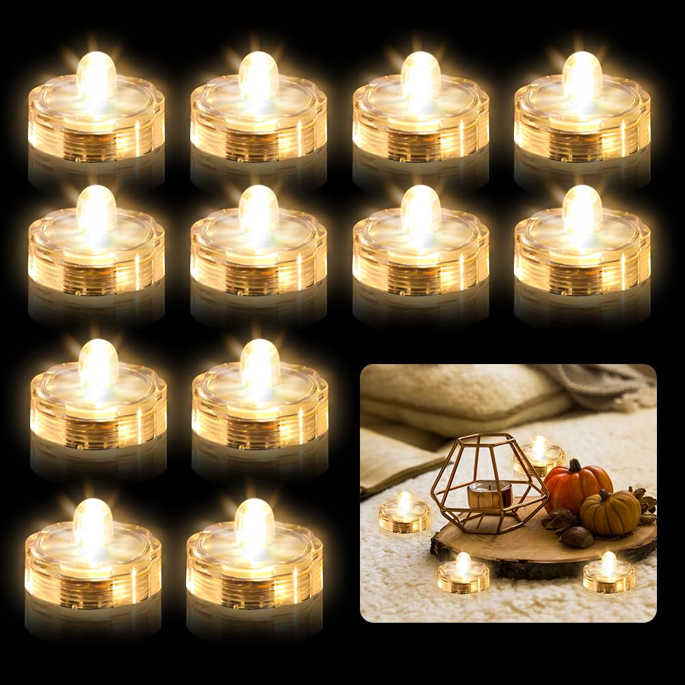 Waterproof Battery LED Flower Underwater Candles 12pc Multi-Colour – Multi-colour