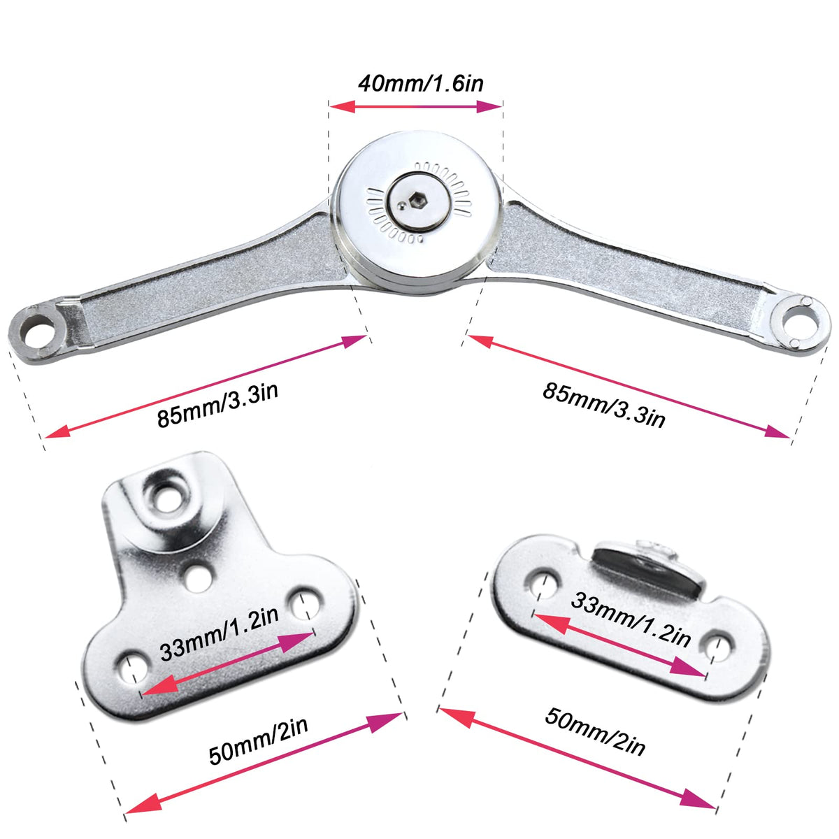 CHRI lid support hinges flap holder flap fitting flap support 2 pieces lid support hinge folding hinge for kitchen door, wardrobe opening angle 75 ° / 90 ° / 110 °