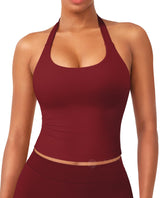 Impact Halter Tank Longline Backless Padded Crop Sport Top – Scarlet M