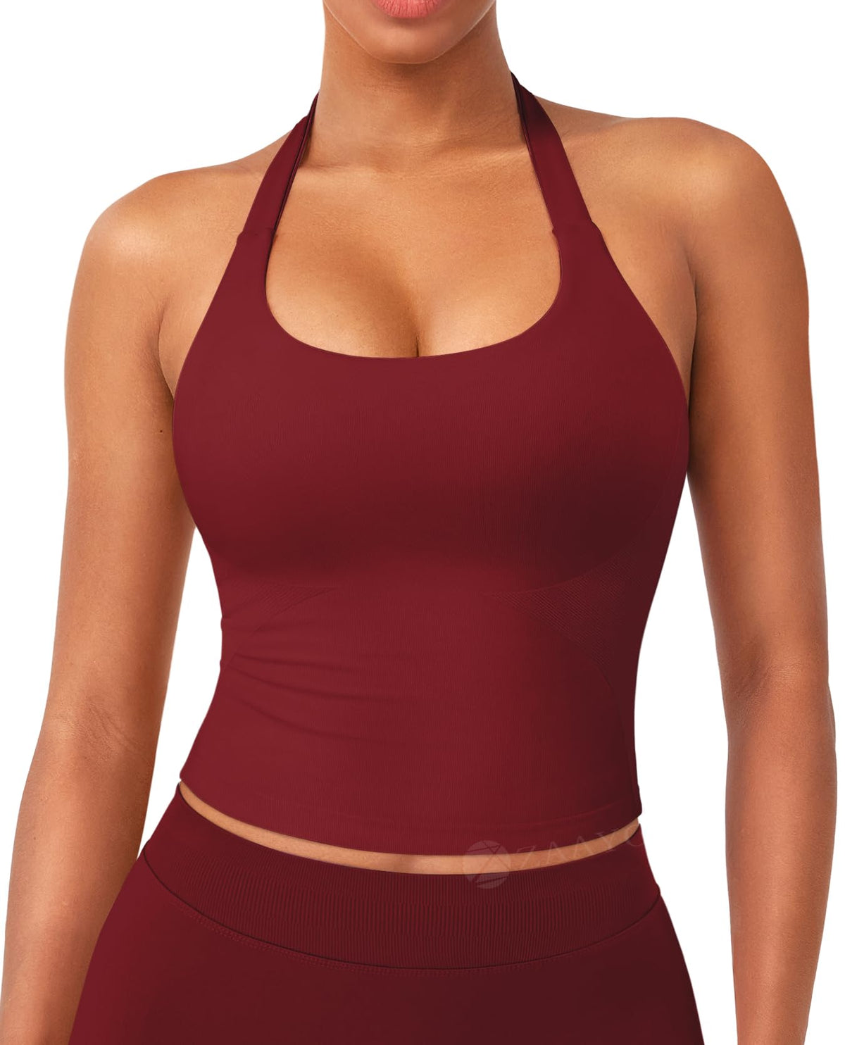 Impact Halter Tank Longline Backless Padded Crop Sport Top – Scarlet M