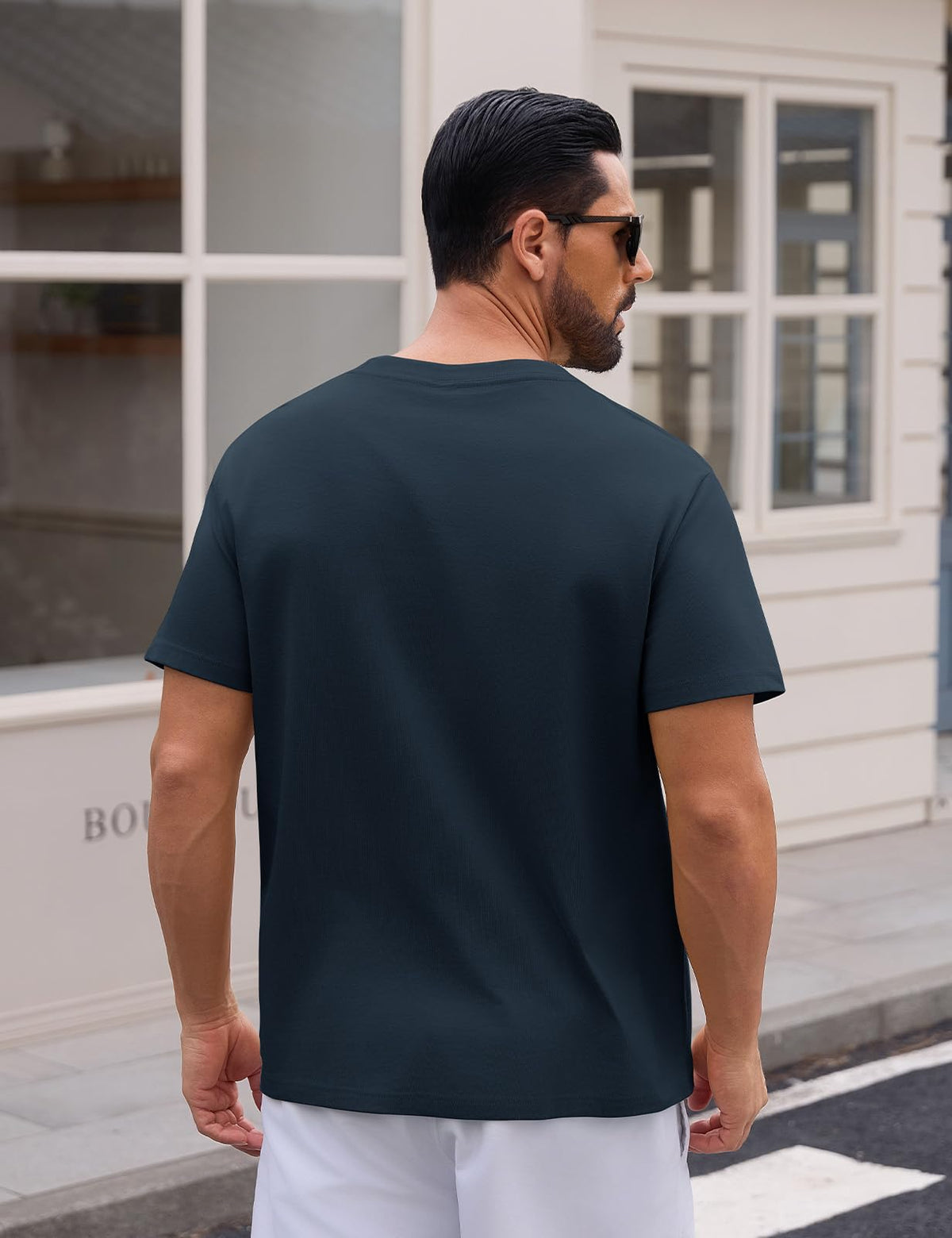 Men's Cotton Short Sleeve T-Shirt Letter Print Crewneck Relaxed Heavyweight – Los Angeles Blue S