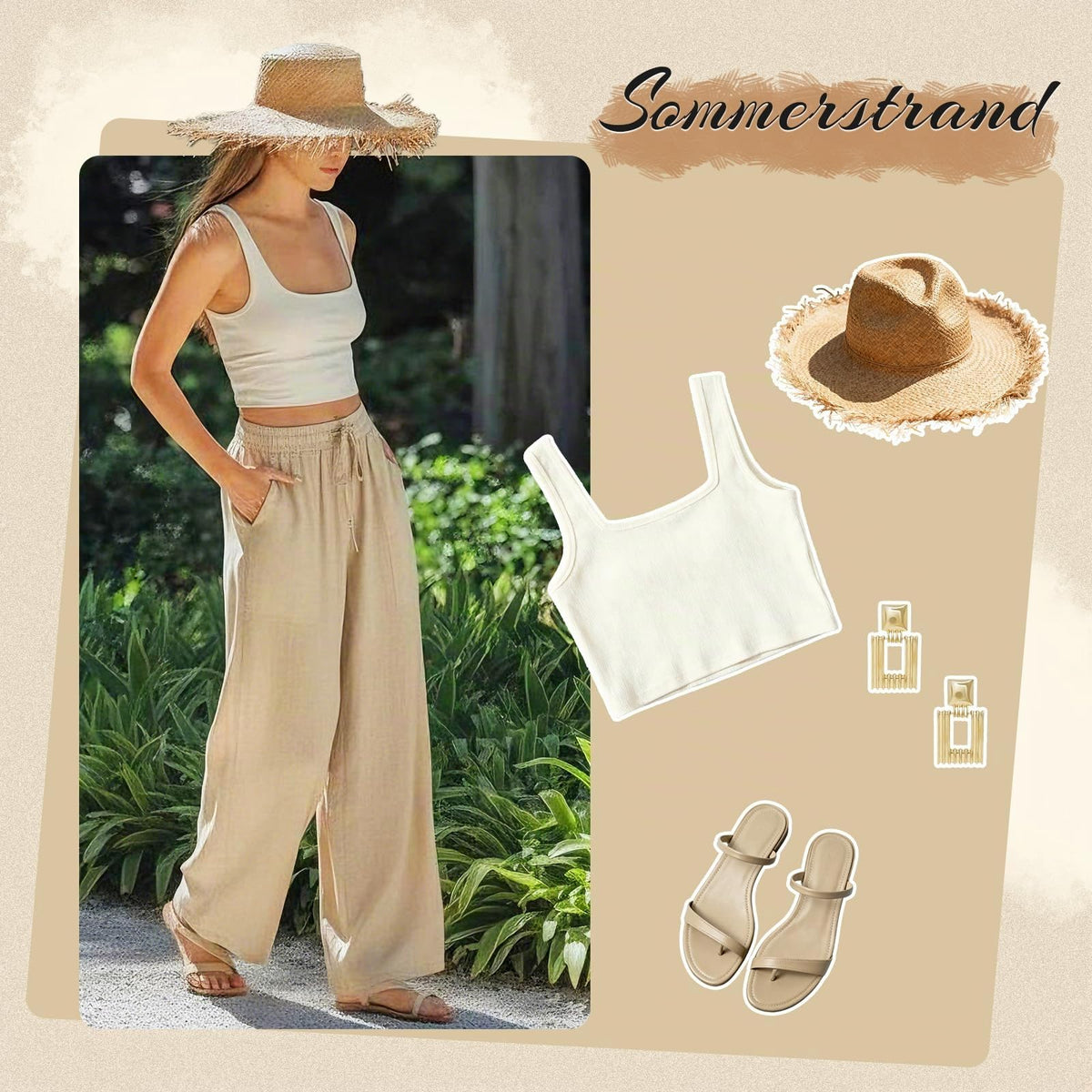 Women's Linen Wide Leg Trousers Lightweight with Pockets