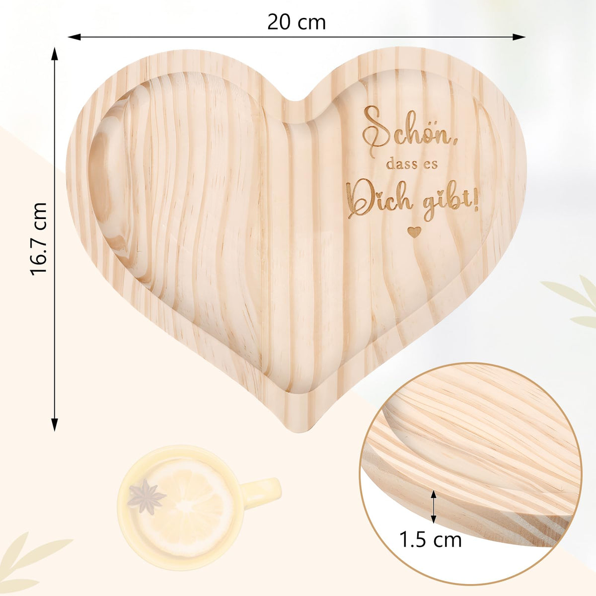 Tăviță decorativă din lemn cadou pentru femei cu mesaj emoționant