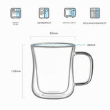 Double-Walled Latte Glasses Borosilicate with Handle - 350ml