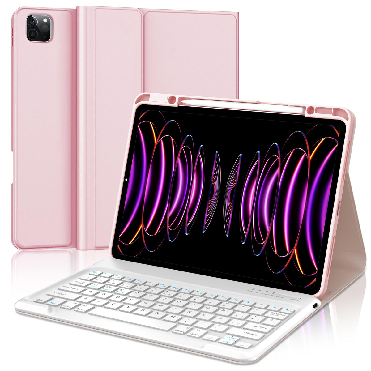 Keyboard Case for iPad Pro 12.9 / Air 13 (M4/M3/M2) – Pink
