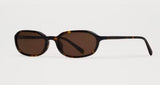 Rectangular Polarised Sunglasses Slim Acetate Frame 90s Unisex – Brown