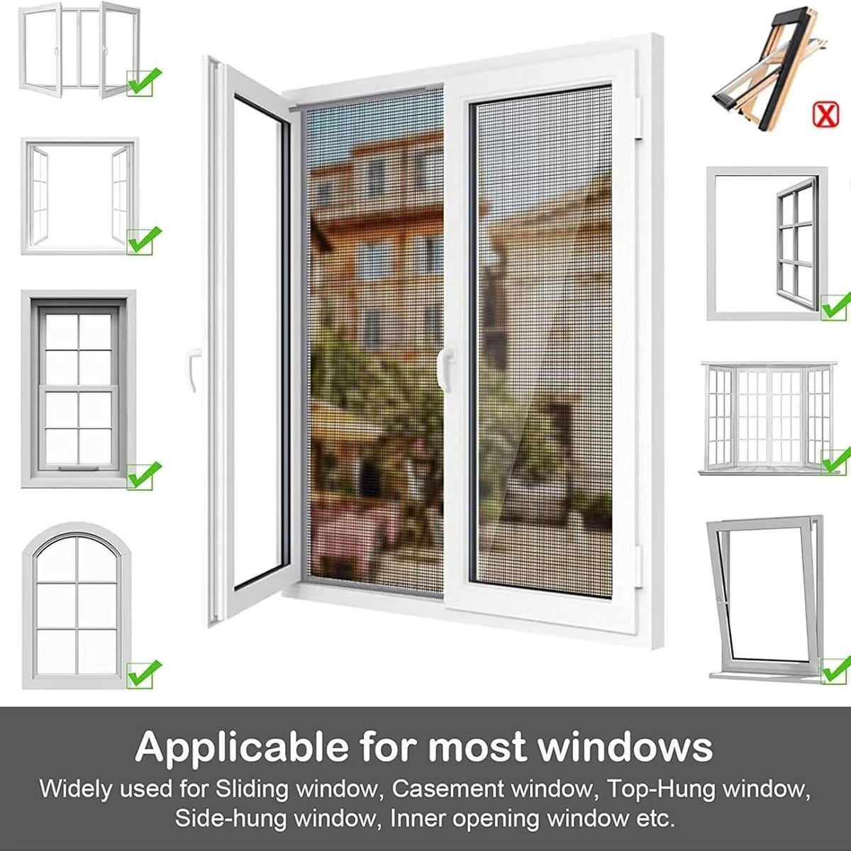 Window Mosquito Net Fly Curtain Easy Install No Drilling – 60x80cm