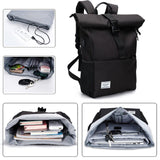 MoFut backpack women large backpack men large school backpack with many compartments with 15.6" laptop compartment, unisex roll top backpack waterproof, casual backpack school leisure university work hiking.