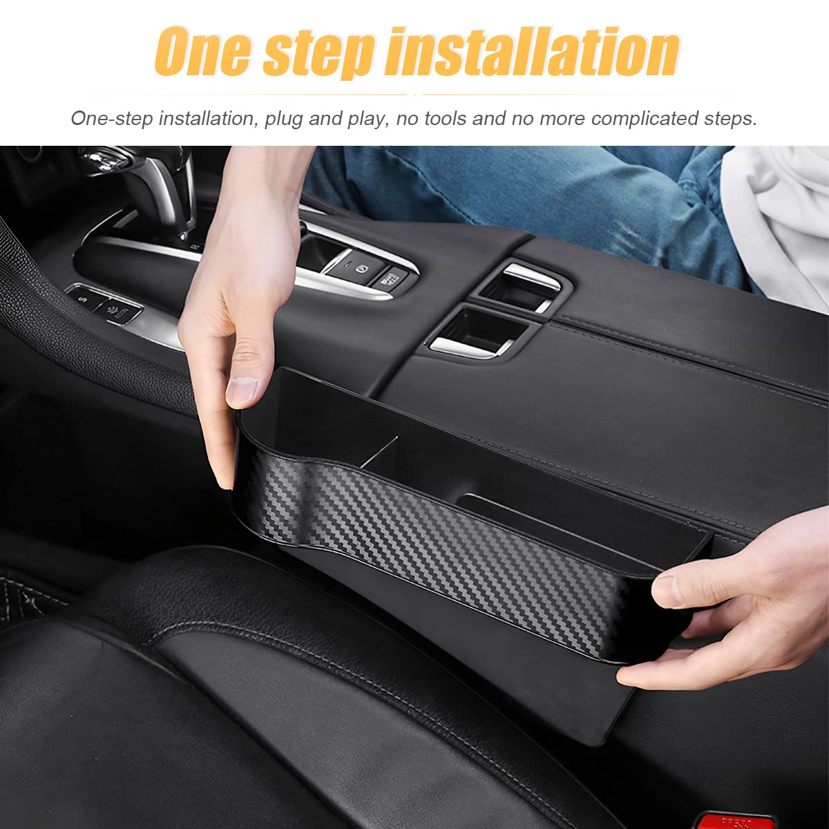 Adunsiaoto 2Pcs Car Seat Side Organizer, Auto Seat Console Side Storage Box, Car Side Pocket Organizer, for Cell Phones(Black)