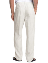 Pantaloni lejeri de in și bumbac pentru bărbați COOFANDY pentru plajă și vară – Alb 2XL