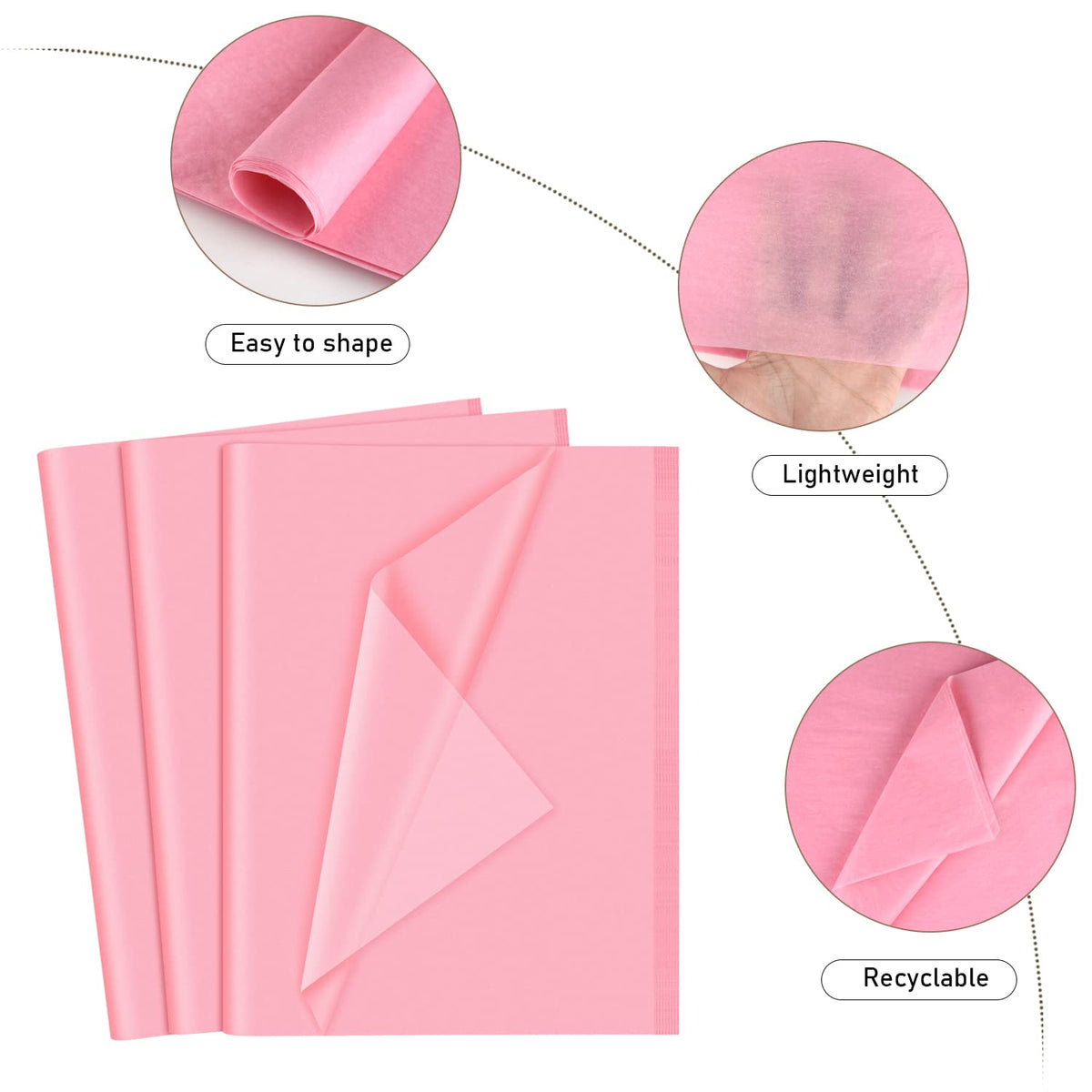 NEBURORA 120 Sheets Pink Tissue Paper 35 x 50 cm Pink Gift Wrap Large Pink Wrapping Paper Sheets for Gift Bags Packaging Flower Fillers Crafts Birthday Christmas Wedding
